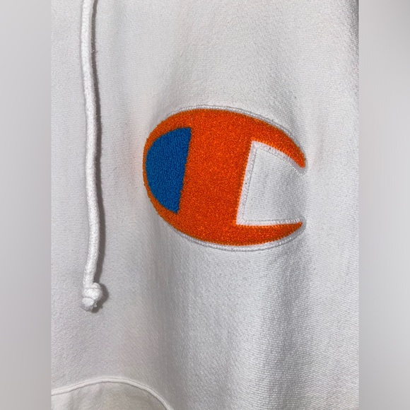 CHAMPION MENS VINTAGE REVERSE WEAVE HOODIE SWEATSHIRT WHITE BIG C LOGO XXL 2XL - Picture 2 of 6